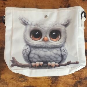 Cute Owl Print White Canvas Bag Purse
